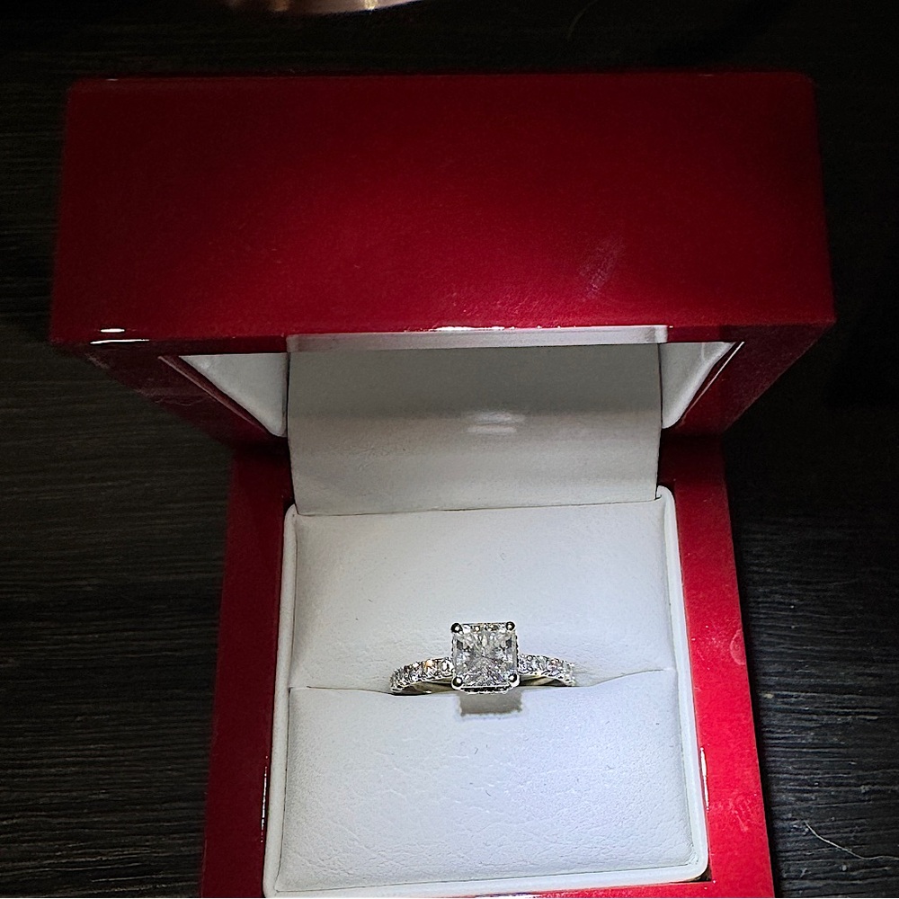 GIA Certified 1.52 Carat Radiant Cut Center Stone & 1 Ct band Engagement Ring